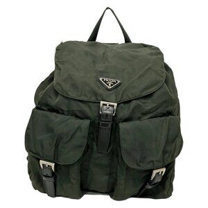 PRADA - Khaki Nylon Leather Backpack
